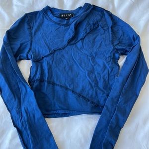 Motel Exposed Stitch Cutout Crop Top